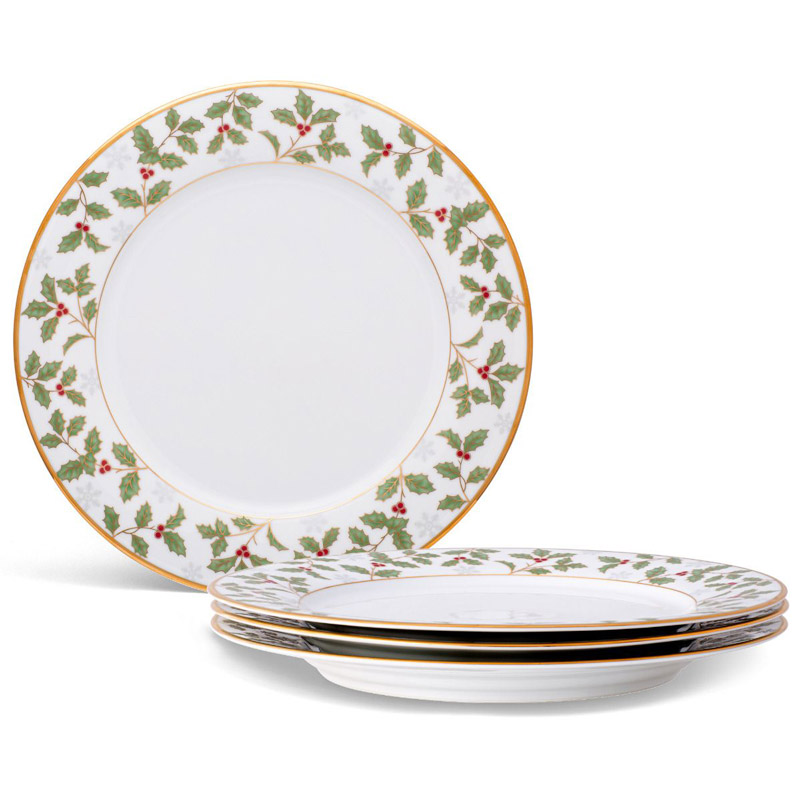Holly and Berry Gold Dinner Plate Set of 4