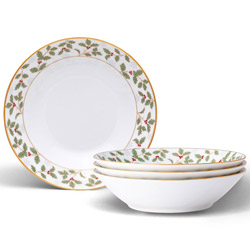 A photo of Holly and Berry Gold Soup Bowl Set of 4