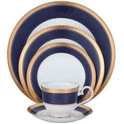 A photo of Odessa Cobalt Gold 5pc Place Setting