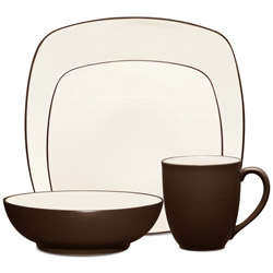 A photo of Colorwave Chocolate 4pc Place Setting, Square