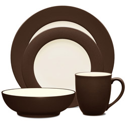 A photo of Colorwave Chocolate 4pc Place Setting, Rim