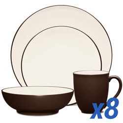 A photo of Colorwave Chocolate 32pc Set, Service for 8, Coupe