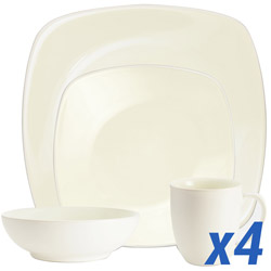 Colorwave White 16pc Service for 4, Square