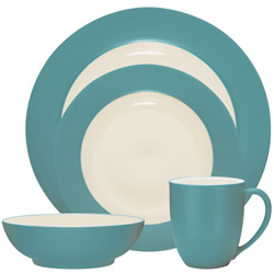 A photo of Colorwave Turquoise 4pc Place Setting, Rim