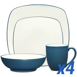 Colorwave Blue 16pc Service for 4, Square