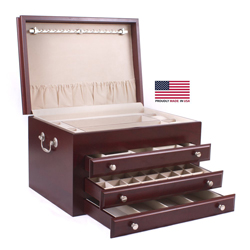 A photo of Majestic Three Drawer Jewelry Chest, Mahogany