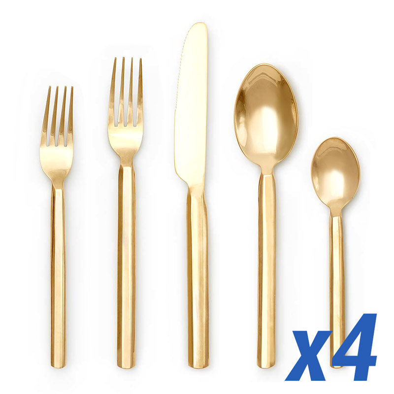 Roland Polished Gold 20pc Service for 4