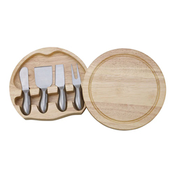 A photo of Round Swiveling Cheeseboard with 4 Stainless Steel Utensils