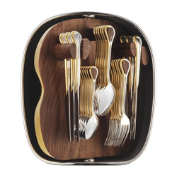 Carrousel Silver Plate & Gold Accents 24-piece Cutlery Set w/Storage Shell
