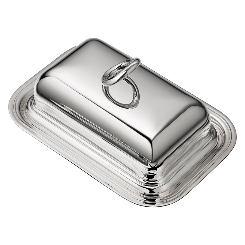 Vertigo Silver Plated Butter Dish with Lid