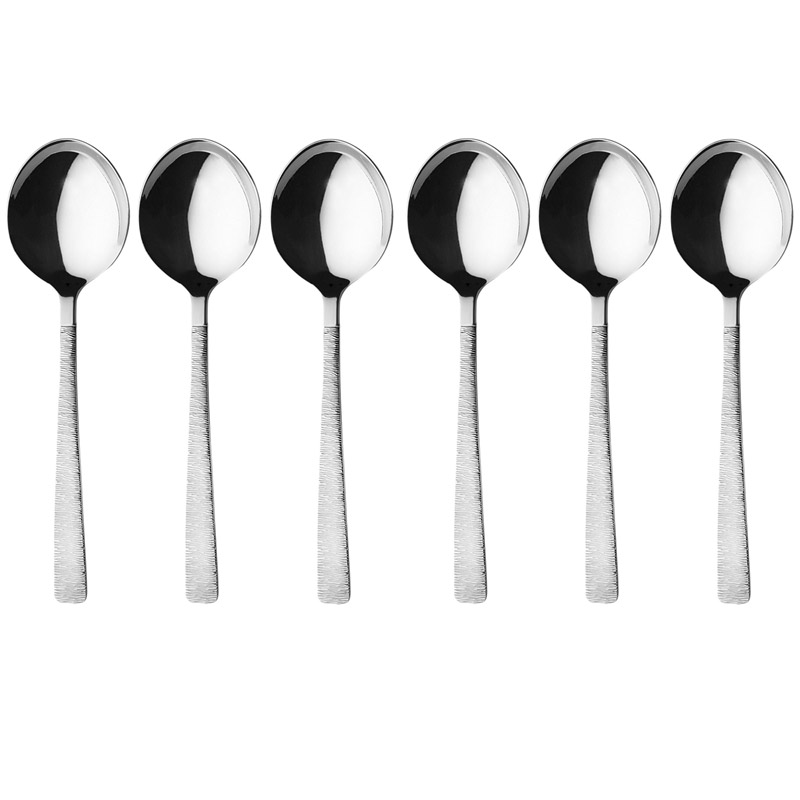 Astree Cisele Round Soup Spoon, 7-3/16", Set of 6