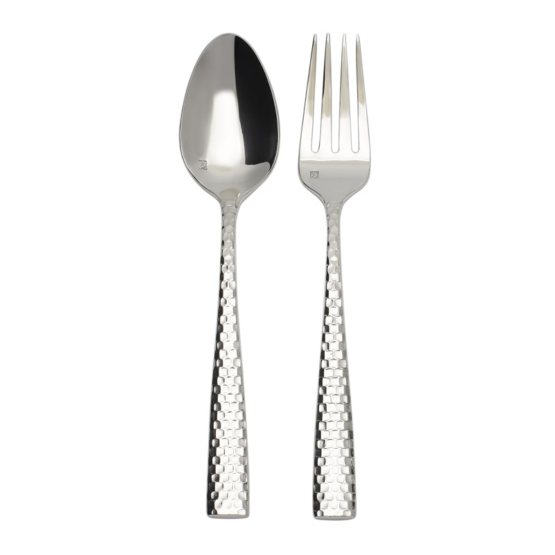 Lucca Faceted 2 Piece Serving Set, With Stamp