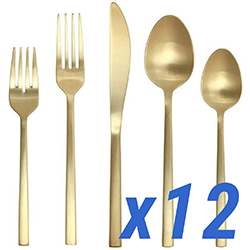 A photo of Arezzo Brushed Gold 60pc Service for 12