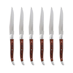 Provencal Dark Wood Steak Knives, Serrated, Set of 6