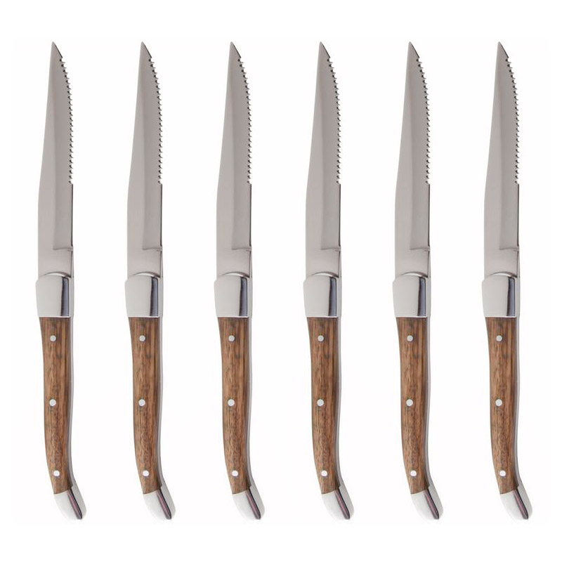 Provencal Light Wood Steak Knives, Set of 6