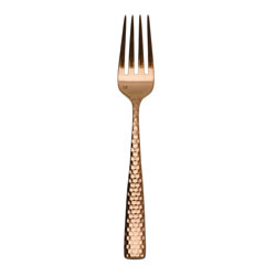 A photo of Lucca Faceted Rose Gold Serving Fork, With Stamp
