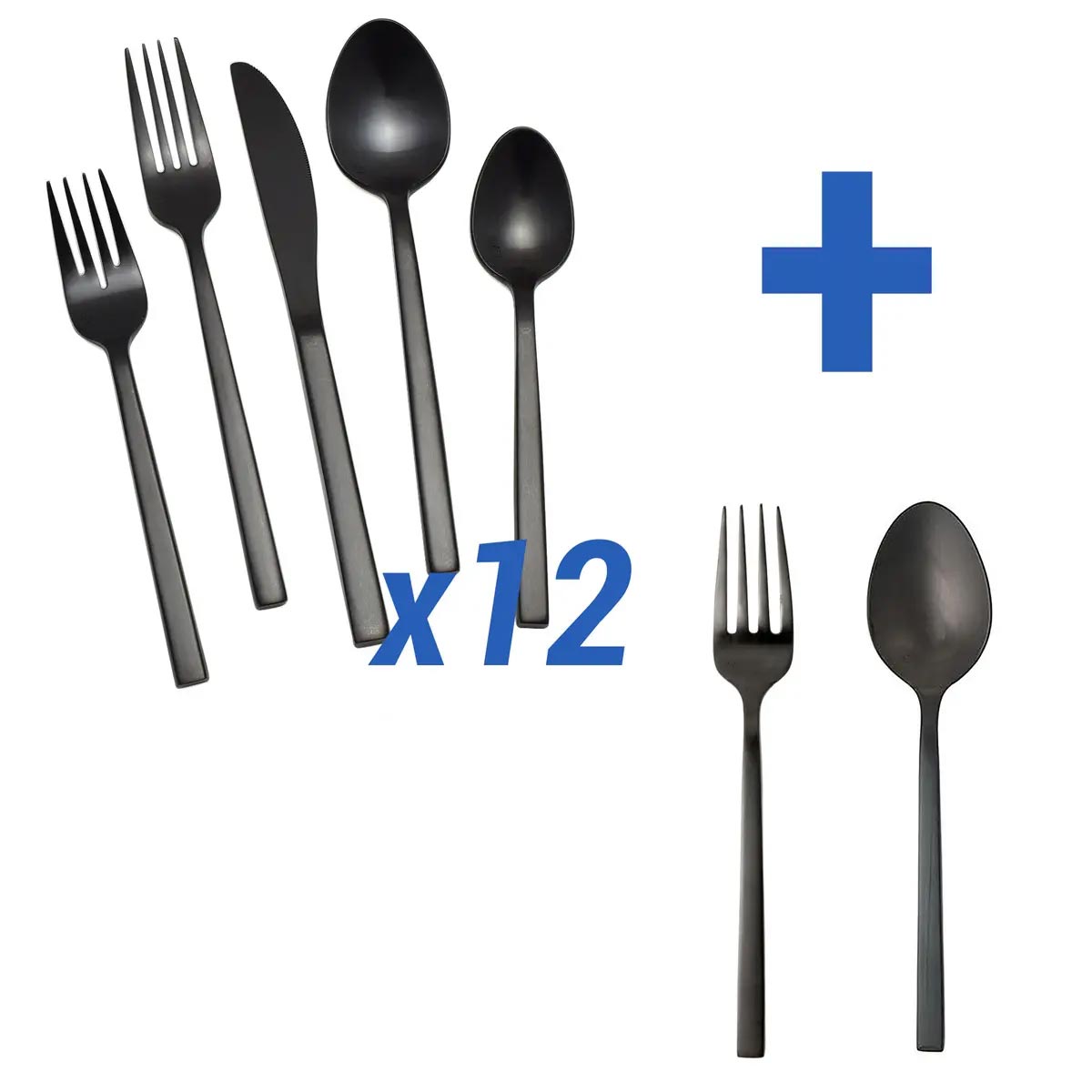 Arezzo Brushed Black 62pc Service for 12, No Stamp