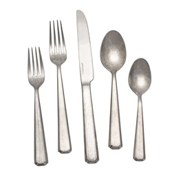 A photo of Valen Tumbled Antiqued 5 piece Place Setting w/stamp