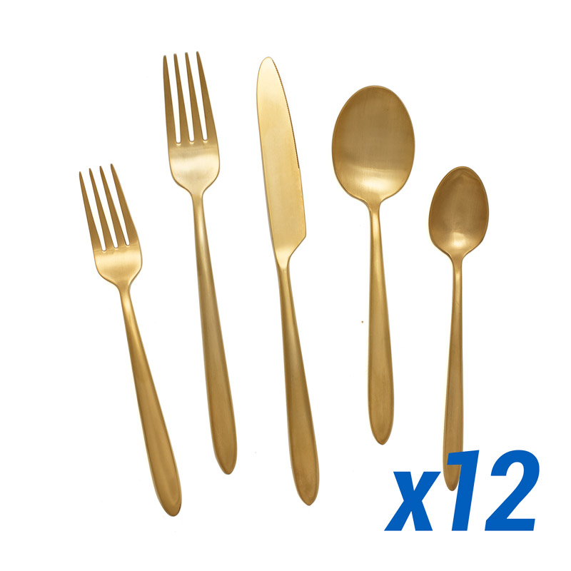Velo Brushed Gold 60pc Service for 12