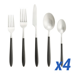 Velo Black & Brushed 20 Piece Service for 4