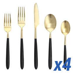 Velo Black & Gold 20 Piece Service for 4