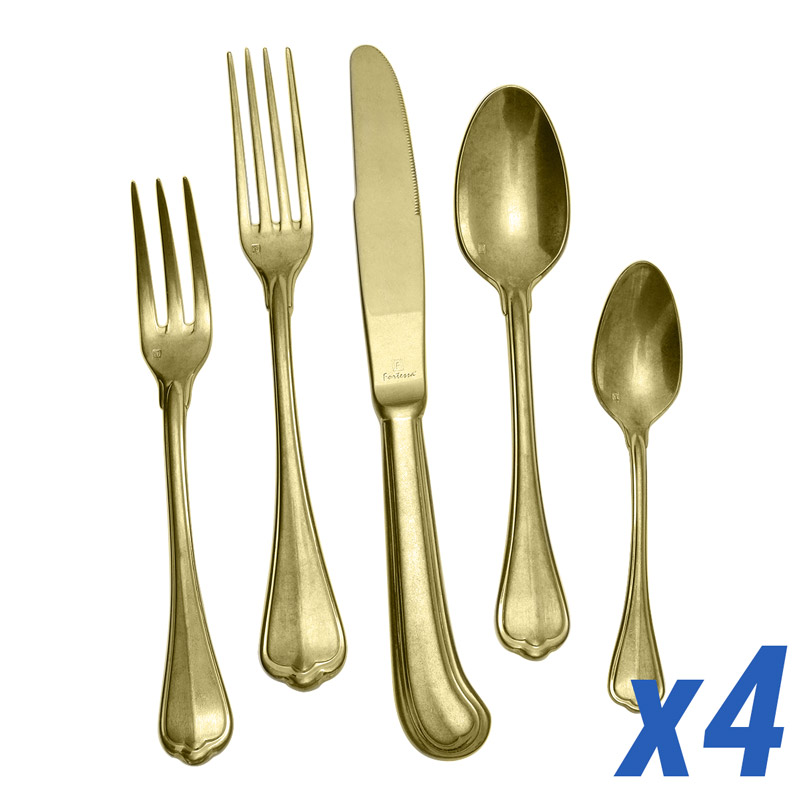San Marco Gold Antiqued 20 Piece Service for 4