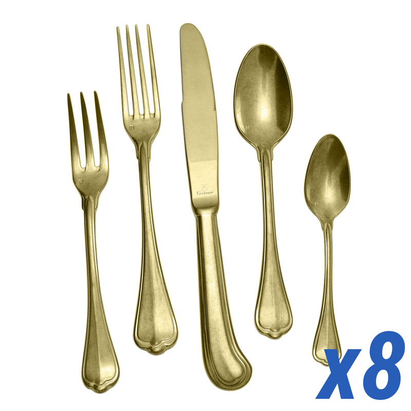 San Marco Gold Antiqued 40 Piece Service for 8