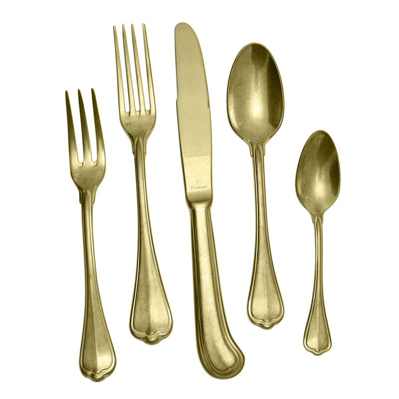 San Marco Gold Antiqued 5 Piece Place Setting