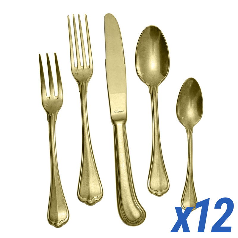San Marco Gold Antiqued 60 Piece Service for 12
