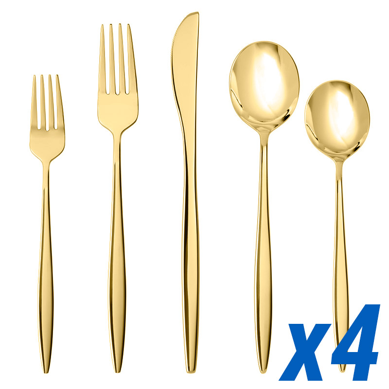 Constantin Brushed Gold 20 Piece Service for 4