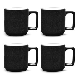 A photo of Colortex Stone Black Mug Set of 4, Stax