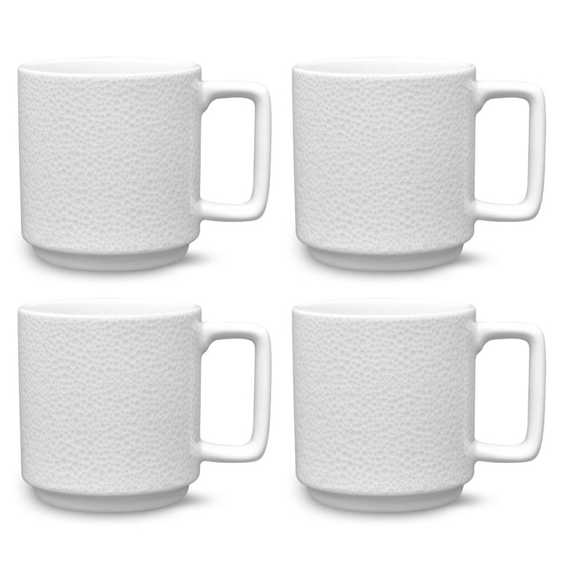 Colortex Stone White Mugs Set of 4, Stax