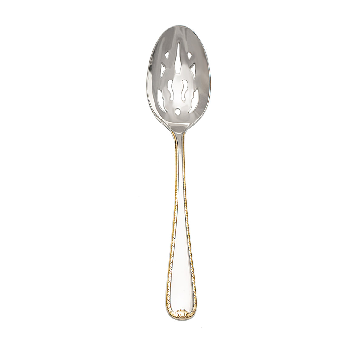 Golden Ribbon Edge Pierced Serving Spoon Gorham