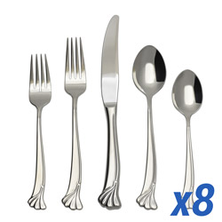 Ginkgo Leaf 40pc Service for 8, Solid Handle