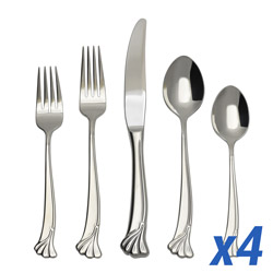 Ginkgo Leaf 20pc Service for 4, Solid Handle