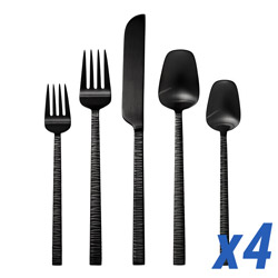 A photo of Kanso Black 20 Piece Service for 4