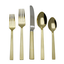 A photo of Harrington All Gold Stainless 5pc Place Setting