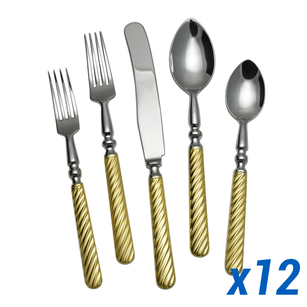 Sobor Gold Handle 60pc Service for 12