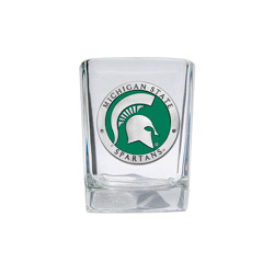 A photo of Square Shot Glass, Michigan State University, Color