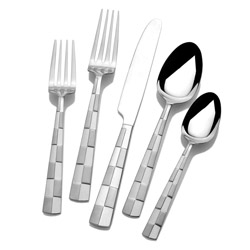 A photo of Checkered Frost 5 Piece Place Setting