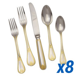A photo of 40pc Service for 8, Gold Accent