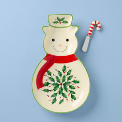 Holiday Snowman Tray with Spreader