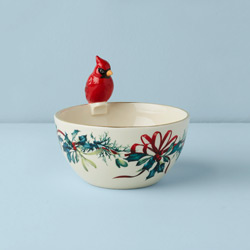 Winter Greetings Figural Bowl with Cardinal
