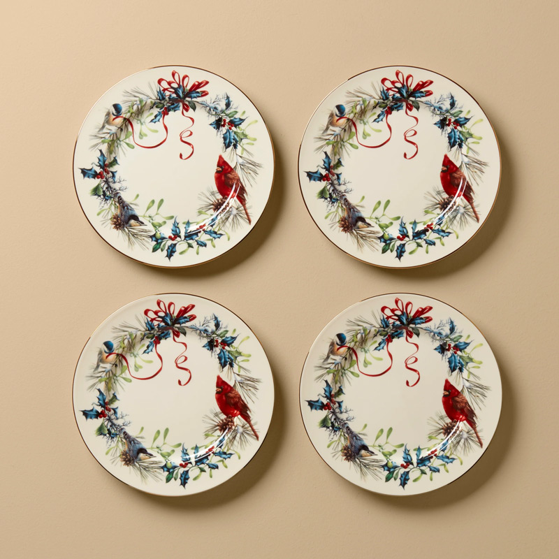Winter Greetings Salad Plates Set of 4