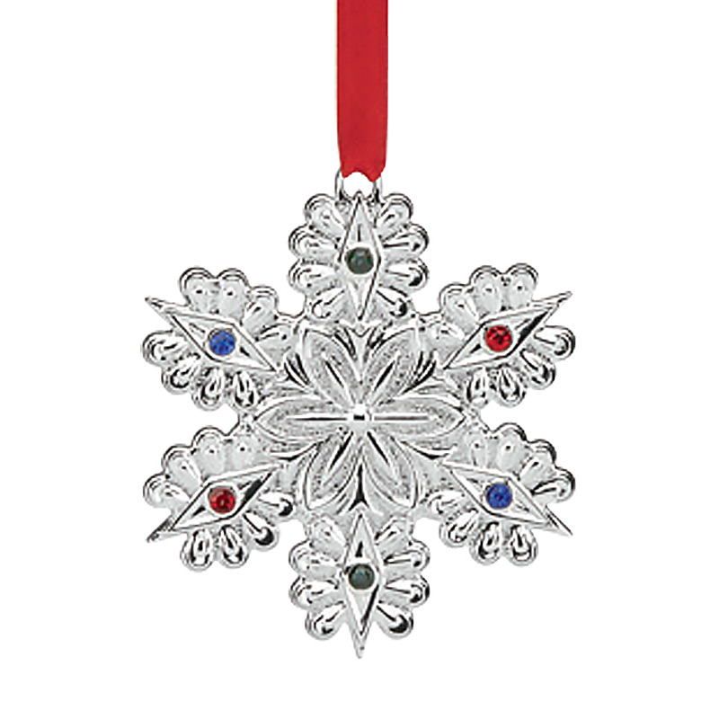 Lenox Silver Plate Jeweled Snowflake Ornament