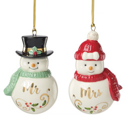 Mr & Mrs Snowman Ornaments