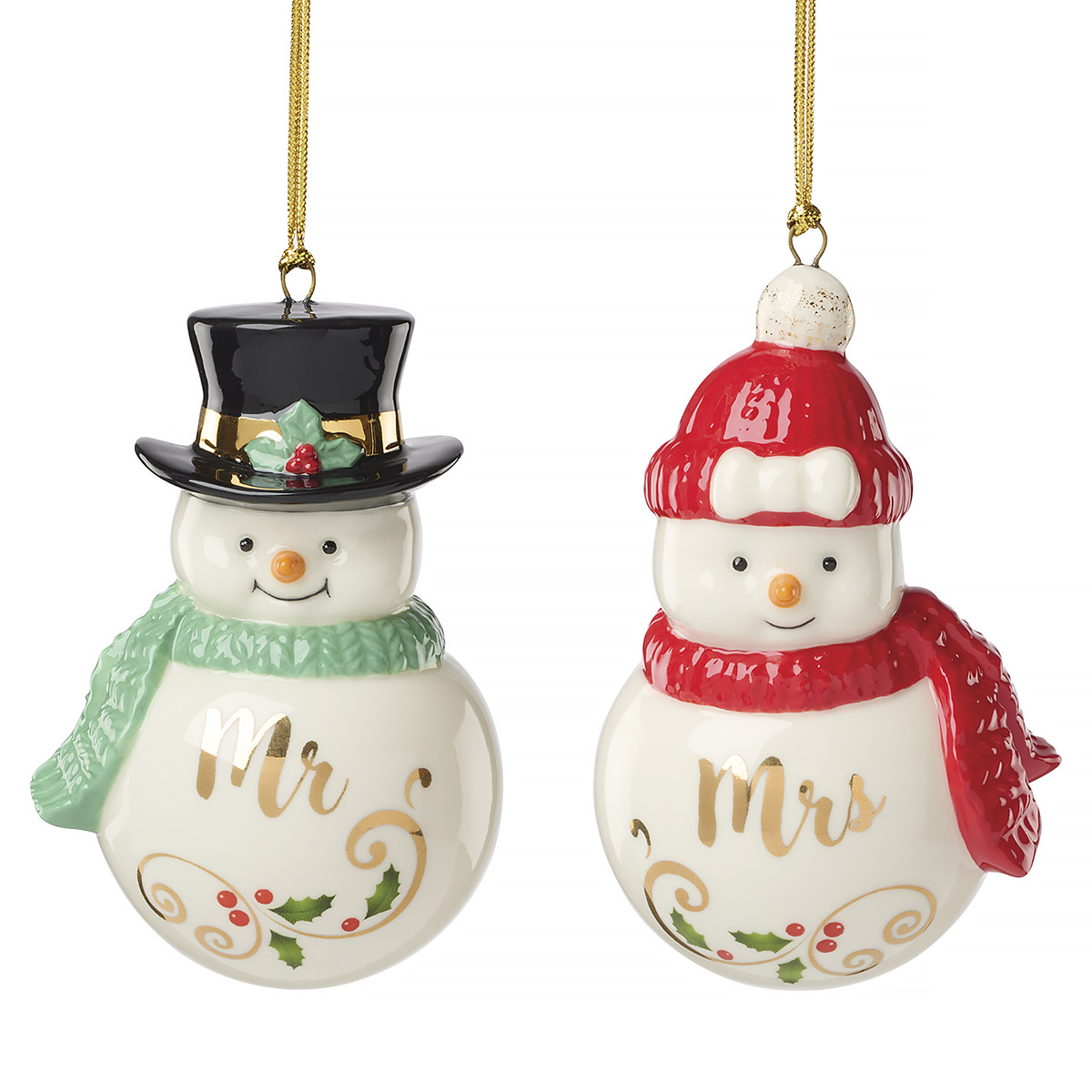 Mr & Mrs Snowman Ornaments