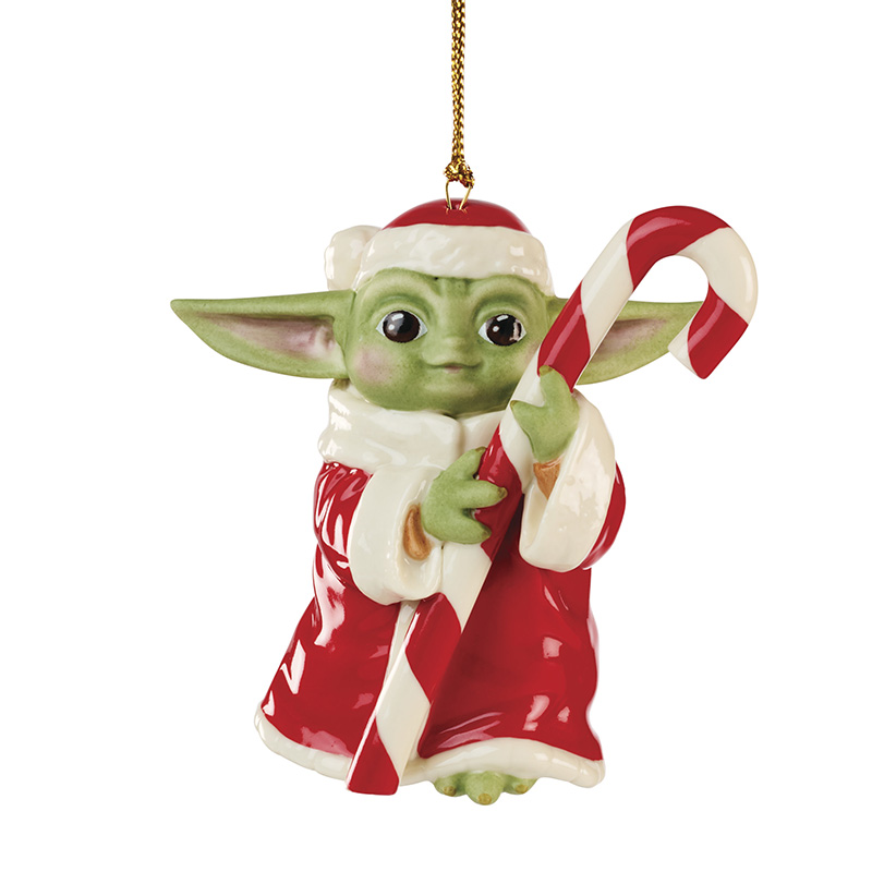 Grogu with Candy Cane Ornament