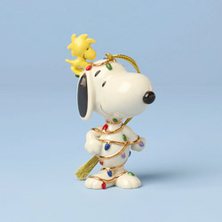 Snoopy Wrapped in Lights Ornament