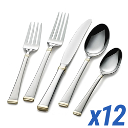 A photo of Gold Accent Harmony 65 Piece Service for 12